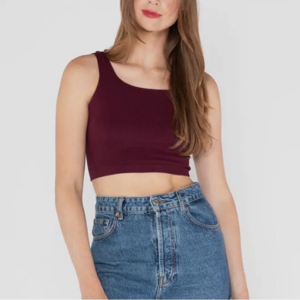 c’est moi • Maroon Fine Ribbed Cropped Bamboo Tank - Picture 11 of 12
